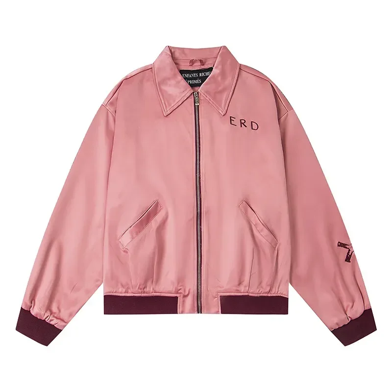 pink zip-up blouson jacket